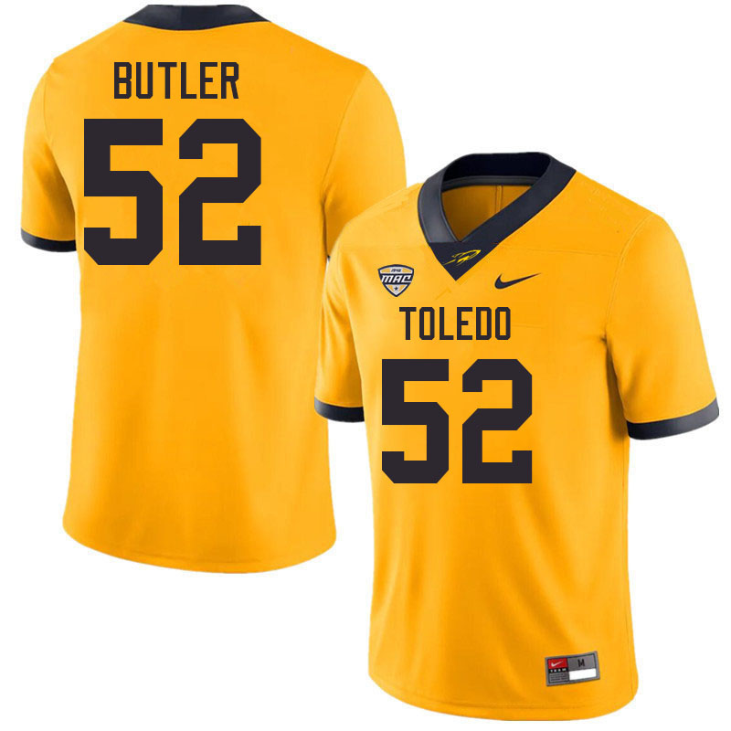 Toledo Rockets #52 Cavon Butler College Football Jerseys Stitched Sale-Gold